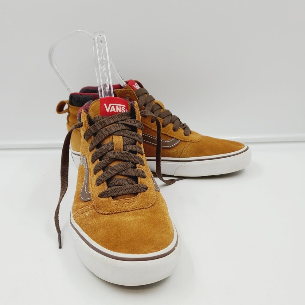Vans Sk8-Hi Mte Glazed Ginger Suede Plaid Lined High Top Sneakers Men Size 8.5